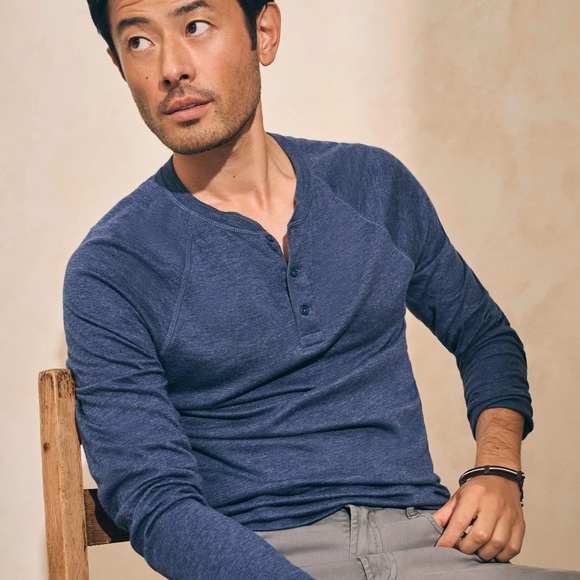 Faherty Blue Long Sleeve Tee - Picture 2 of 7